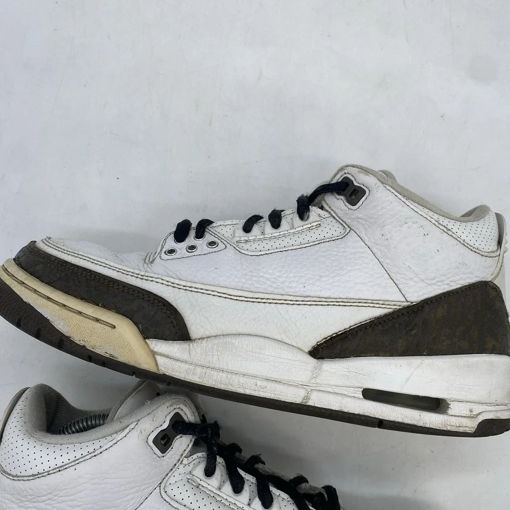 Air Jordan 3 Retro Mocha Shoes Mens 8.5 White Lace Up Y2K Sneaker Casual Nike